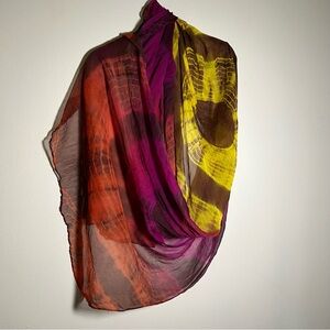 Vibrant Raj Multicolor Tie-Dye Scarf 32x60 Flowing Poetcore Whimsy